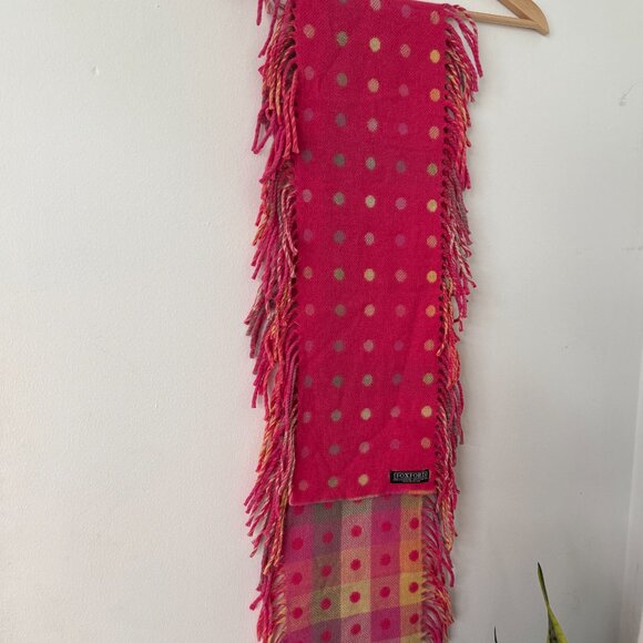 Foxford 100% Lambswool Reversible Polka Dot Scarf - Picture 5 of 6